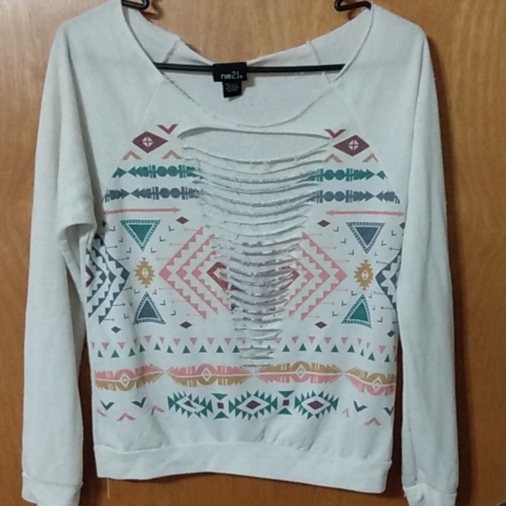 Tribal ripped sweater